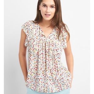 Gap floral short sleeve tie neck shirt